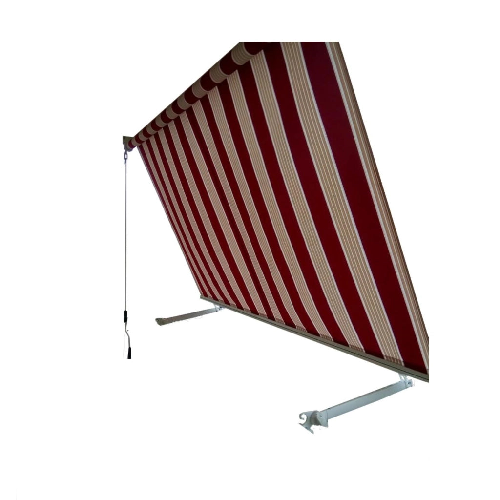 OWIJI Tenda Sole Esterno A Caduta Bordeaux Crema A Manovella Dimensioni 100 x 250 cm Telo Ombreggiante Tessuto Anti UV Ufficio Giardino Balcone