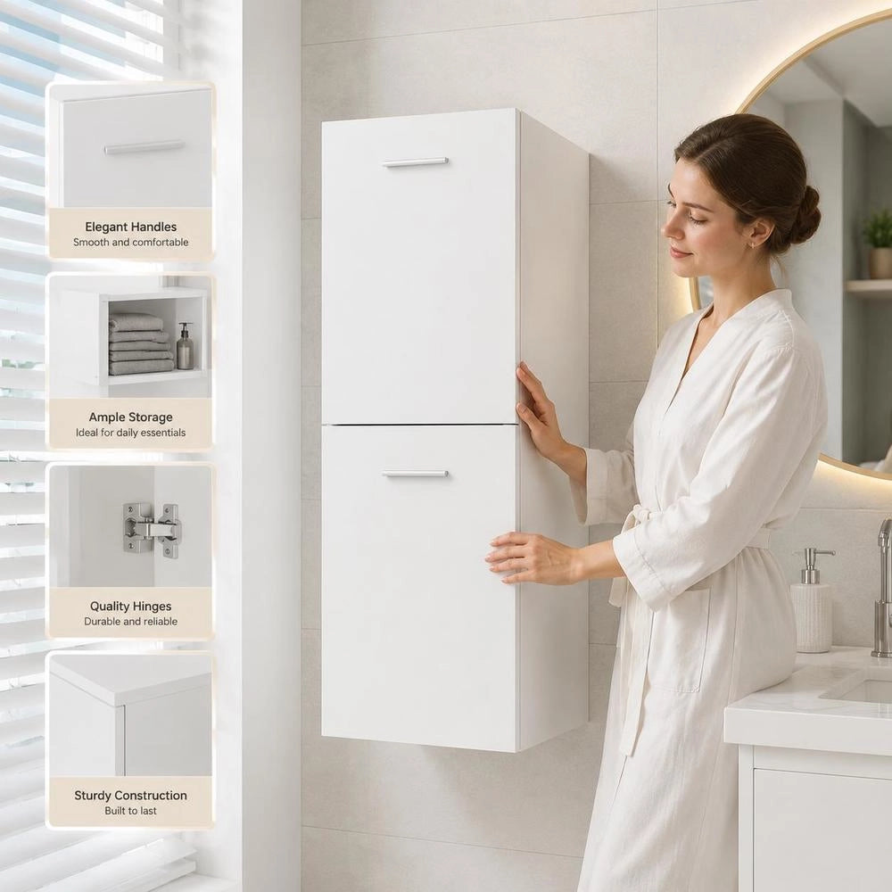 Bathroom Cabinet, White, 30x30x80 Cm, Wood-based Material