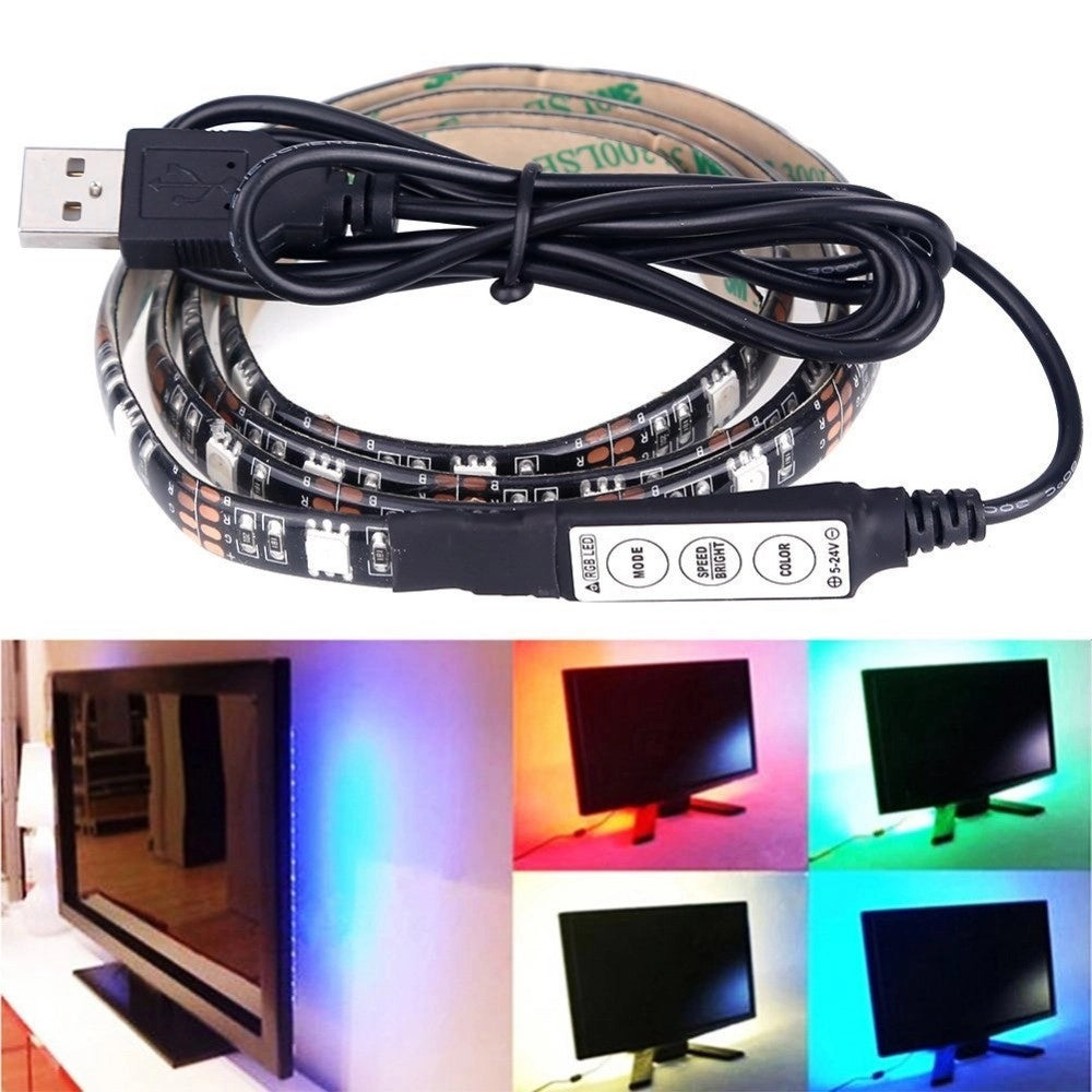 Trade Shop - Strip Led Rgb Striscia 200cm Con Attacco Usb Per Retroilluminazione Televisore -