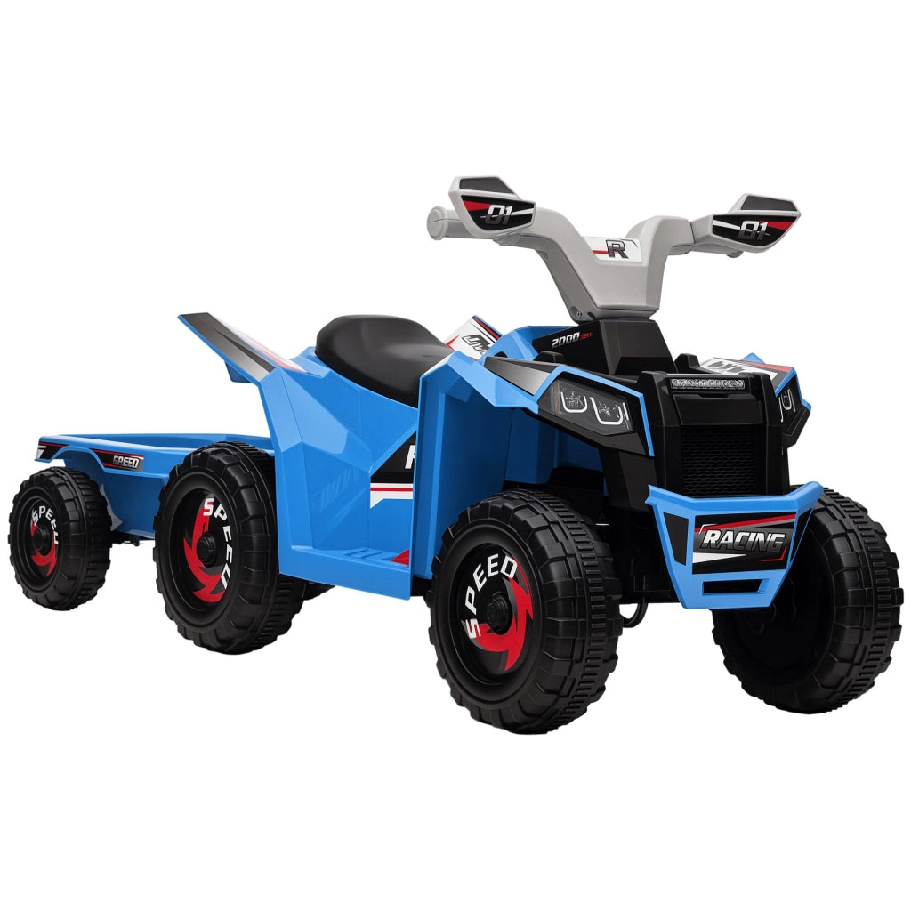 Auto per bambini elettrica ricaricabile con rimorchio ¨C zephmum ¨C Blu