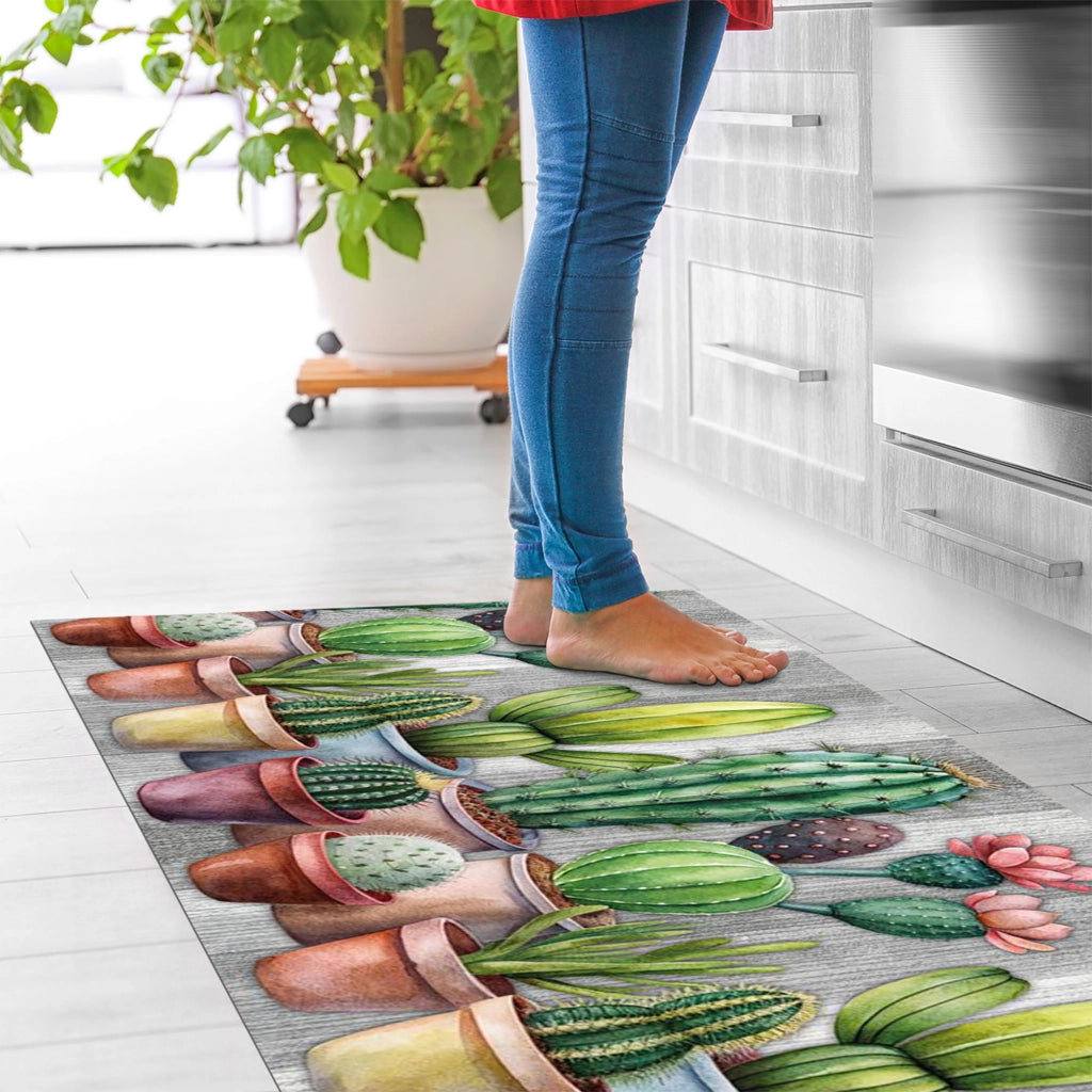 Tappeto passatoia fantasia made in Italy antiscivolo lavabile aderente Dis21 Cactus - 50x400cm