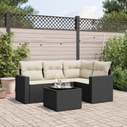Set Divani da Giardino 5 pz con Cuscini in Polyrattan Nero 3251253
