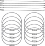 Set di 25 clip per chiave, clip per chiave a cavo da 15 cm, anelli per chiave in acciaio inossidabile con grande anello metallico per identificatori di bagaglio e targhette per identificare gli animali da compagnia