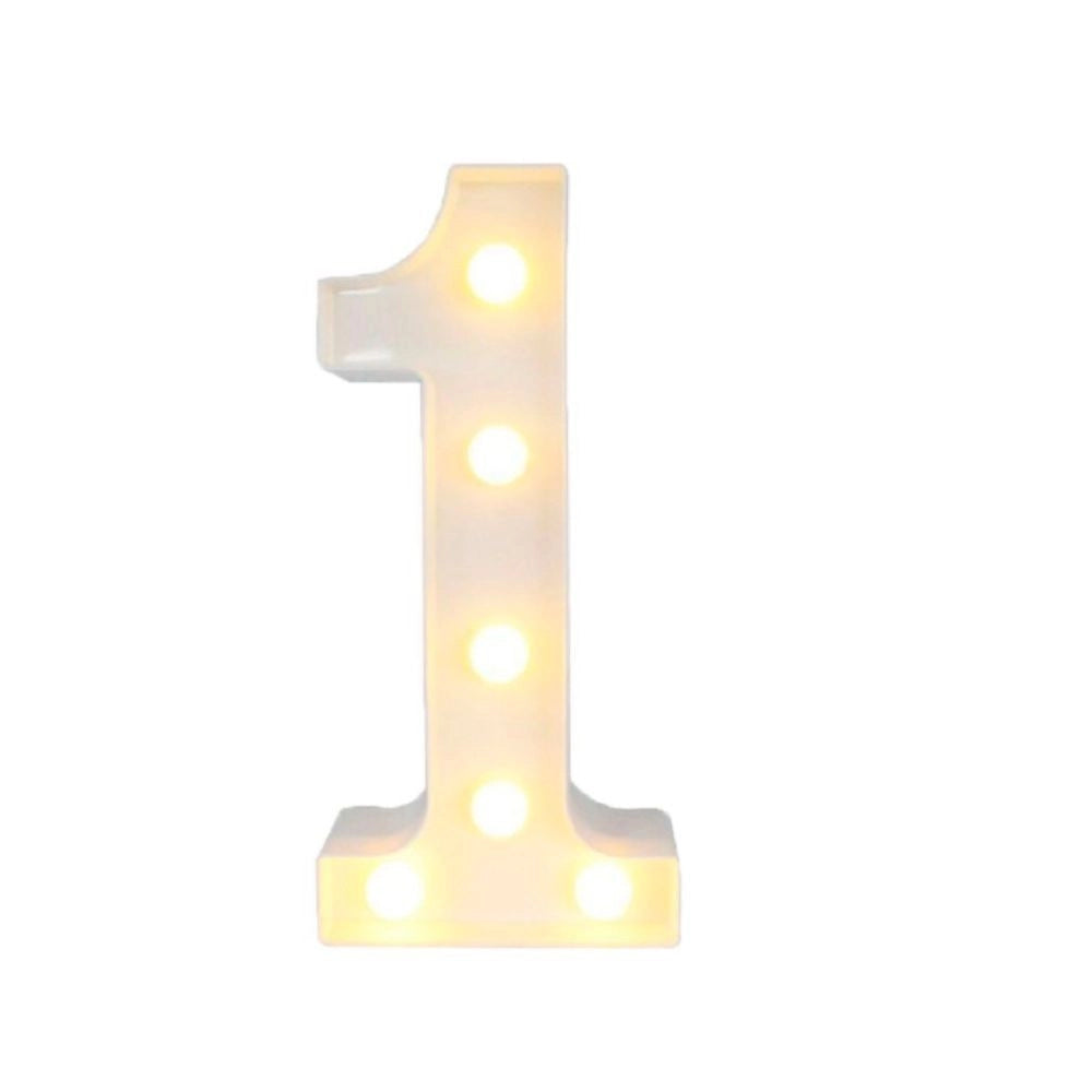 Trade Shop - Numero 1 Luminoso Con Luci Led A Batteria Decorazioni Per La Casa Dim. 22 Cm -