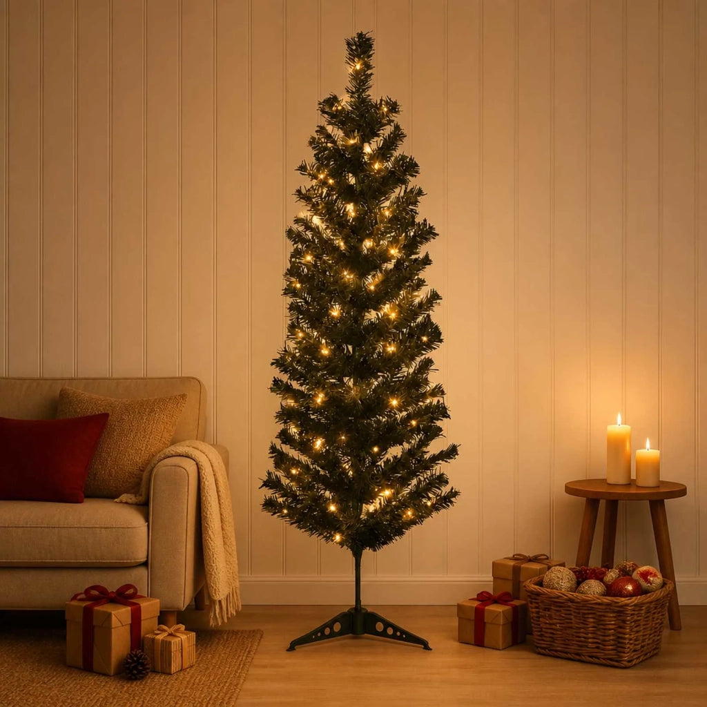 Albero di Natale Artificiale Sottile 150 cm 150 LED 3461116