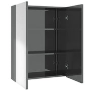 Armadietto a Specchio per Bagno | Armadio da bagno 60x15x75 cm MDF Grigio Lucido