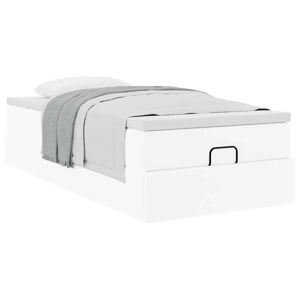 Struttura Letto Pouf con Materasso Bianco 80x200 cm Similpelle 3311007
