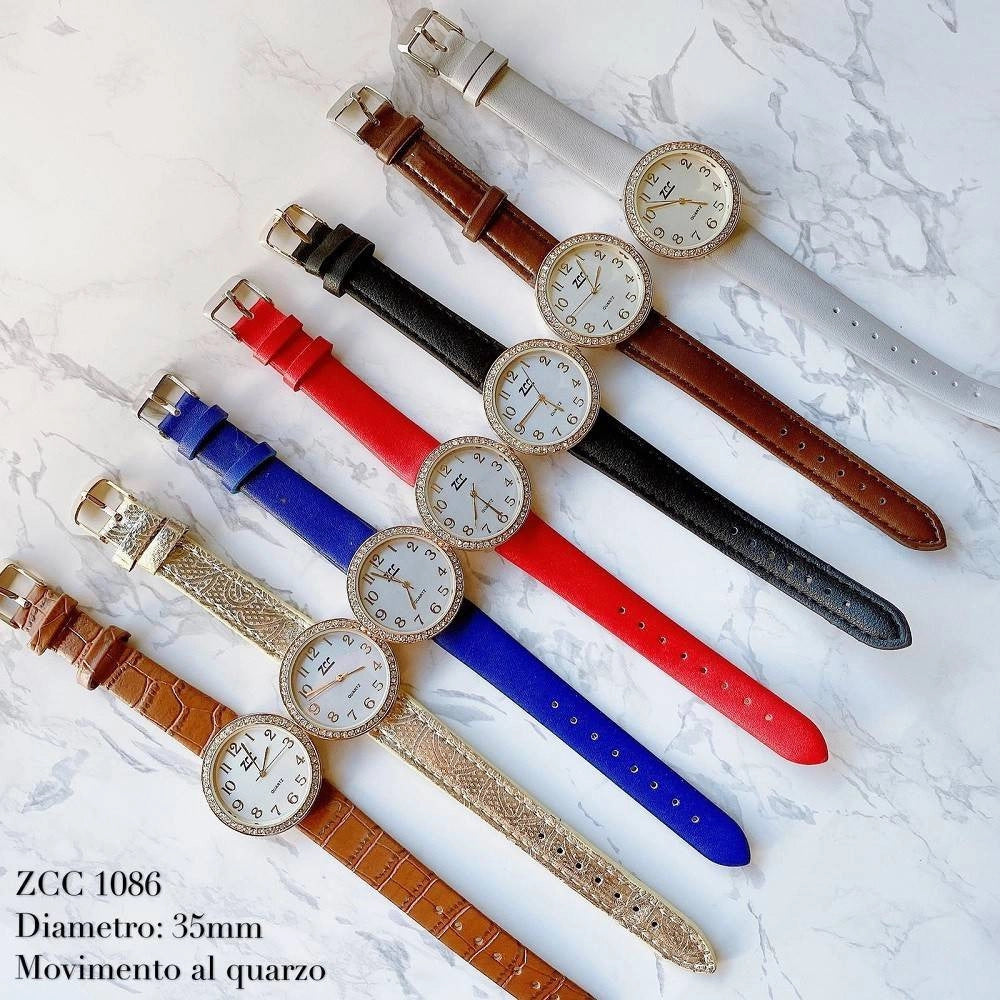 Trade Shop - Orologio Da Polso Zcc 1086 Donna Quarzo Analogico Fashion Moda Pelle Brillantini -