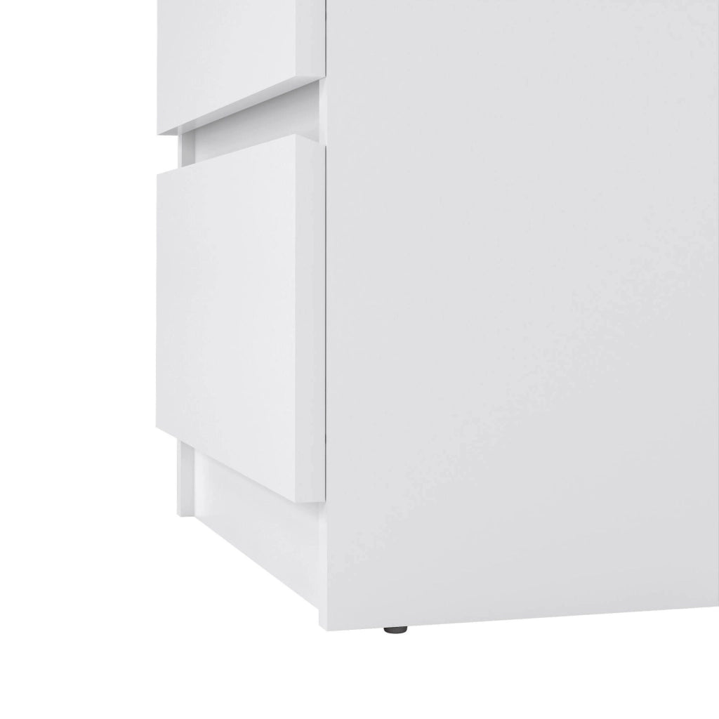 Comodino a due Azar, colore bianco lucido, cm 40 x 49 x 50