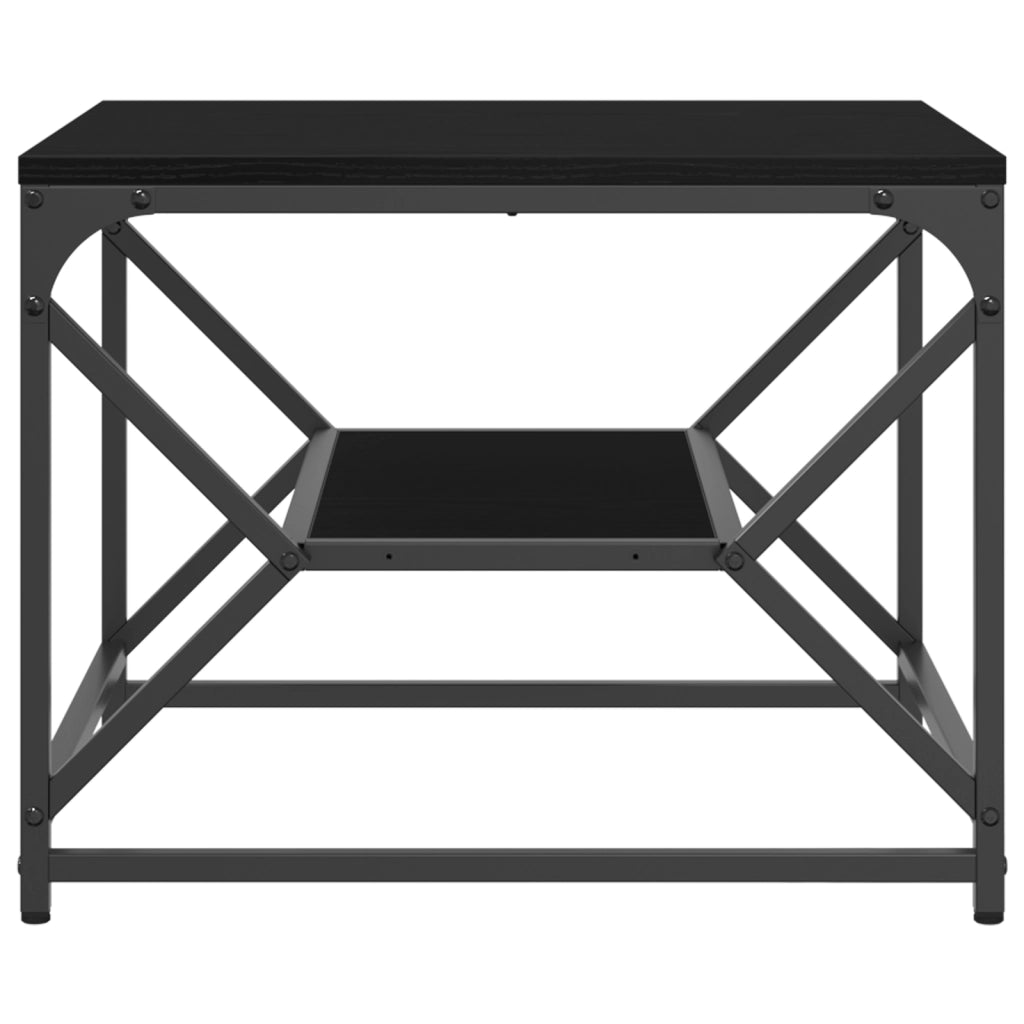 Tavolino da caffÃ¨ in rovere nero con ripiano, 51x50x40 cm, realizzato in legno ingegnerizzato