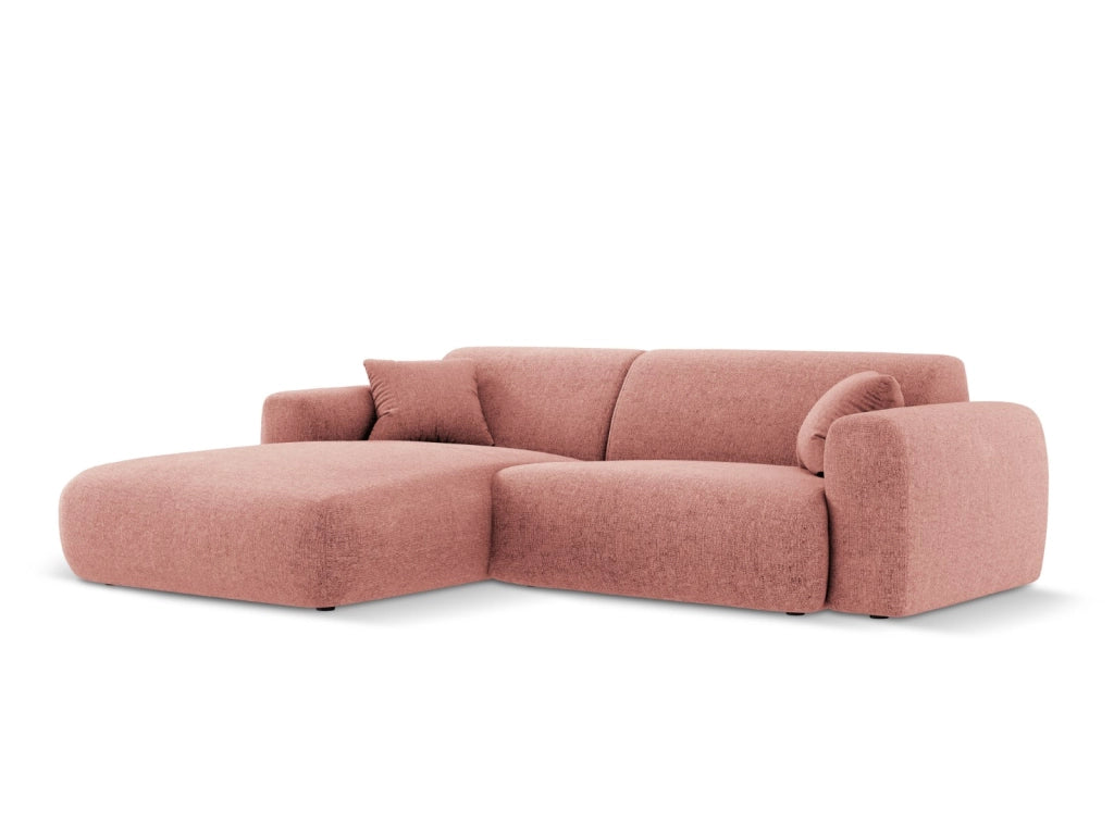 Cosmopolitan Design - Divano angolare sinistro "Nolio" 4 posti in ciniglia rosa 