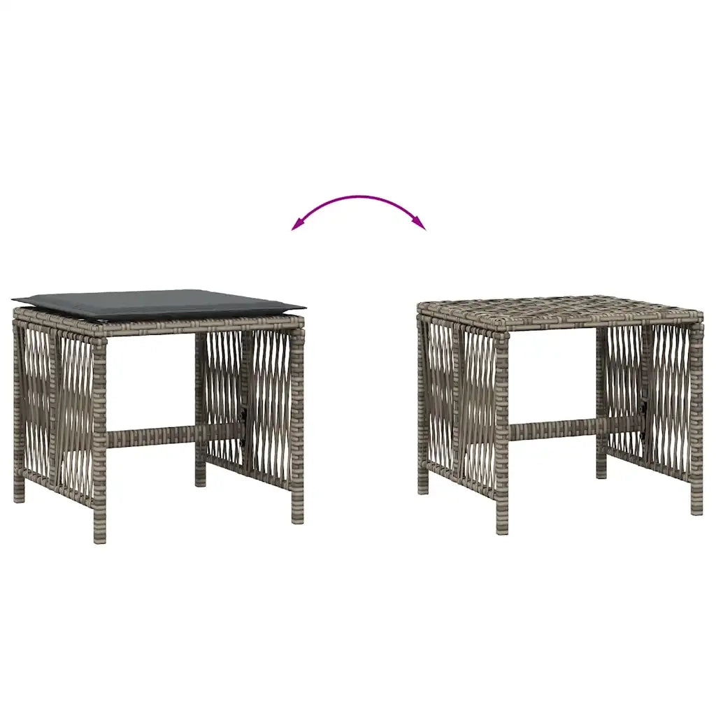 Sgabelli Giardino con Cuscini 4 pz Grigi 41x41x36cm Polyrattan CFW8048324