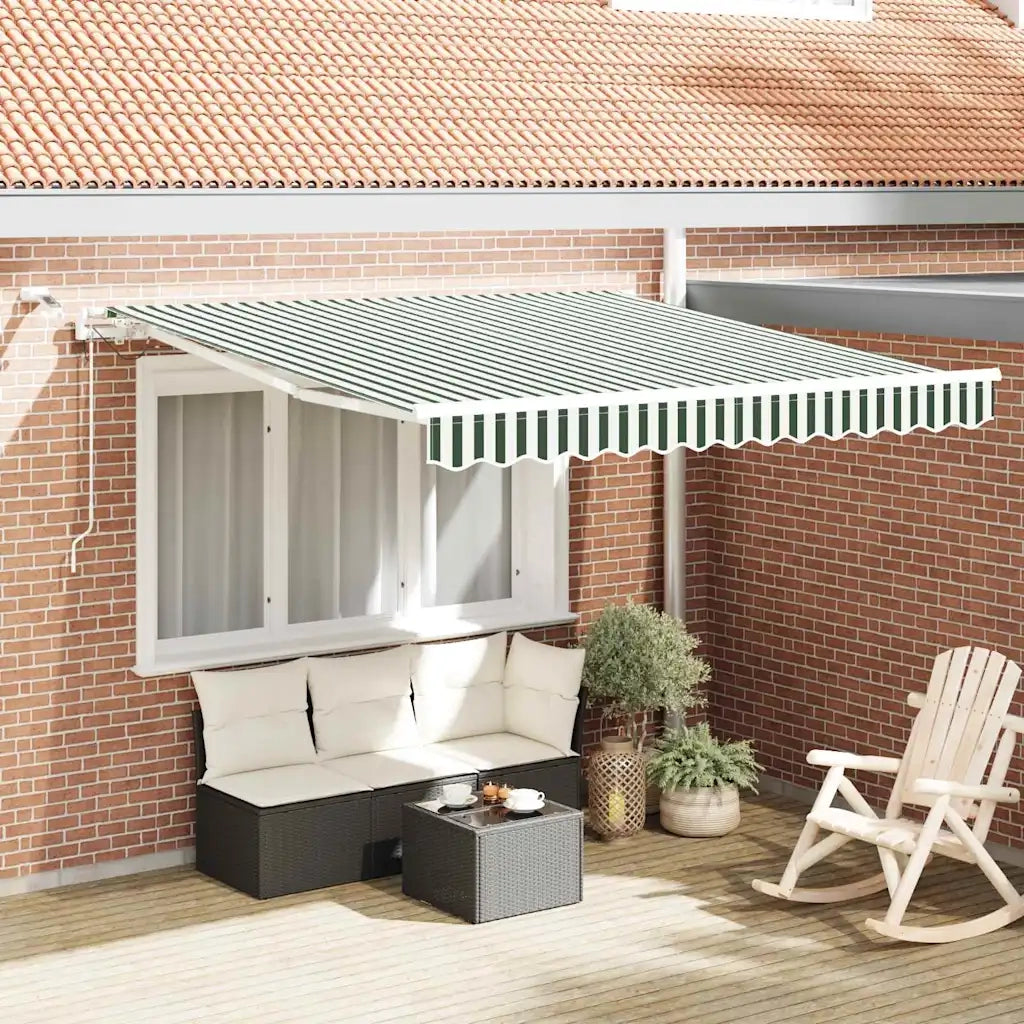 Tenda Retrattile Verde e Bianco 350 x 250 cm 3330468