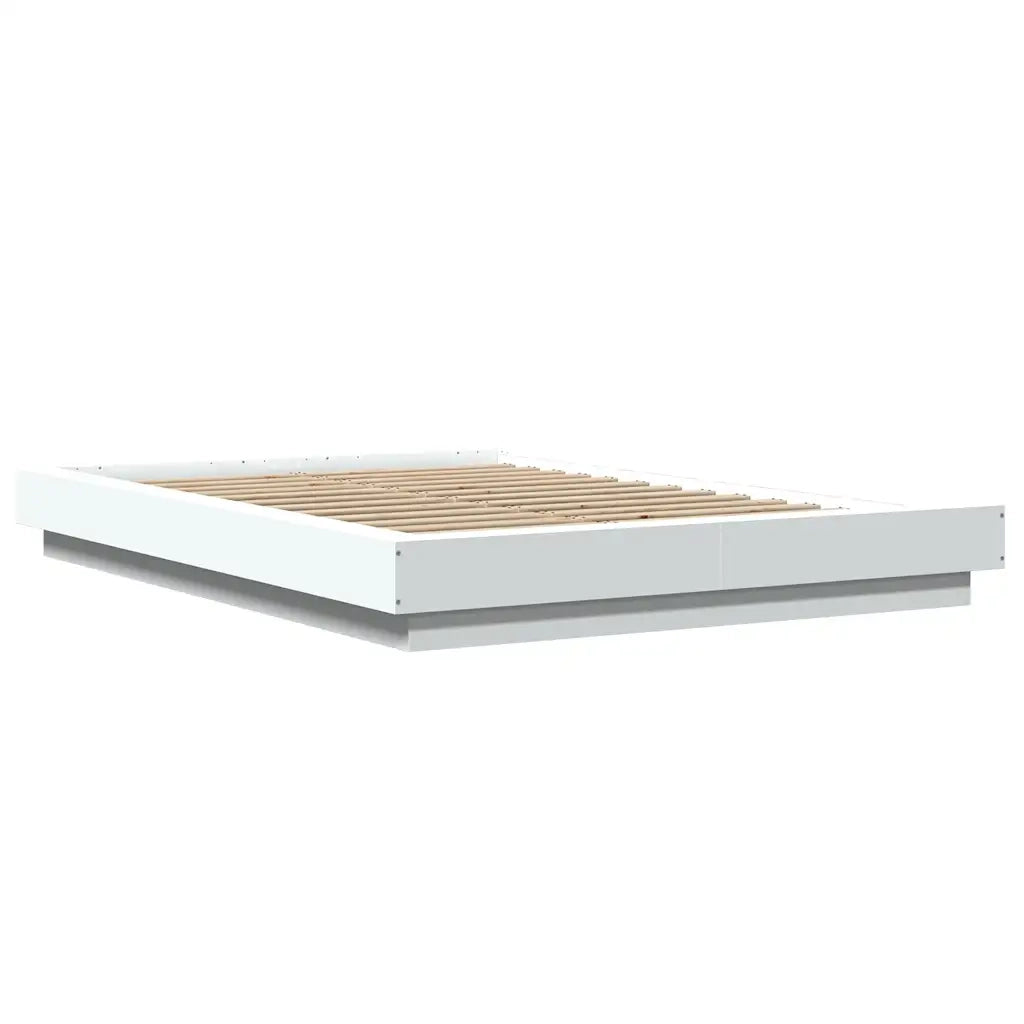 Letto matrimoniale | Letto per adulti | Giroletto con Luci LED Bianco 120x190 cm in Legno Multistrato