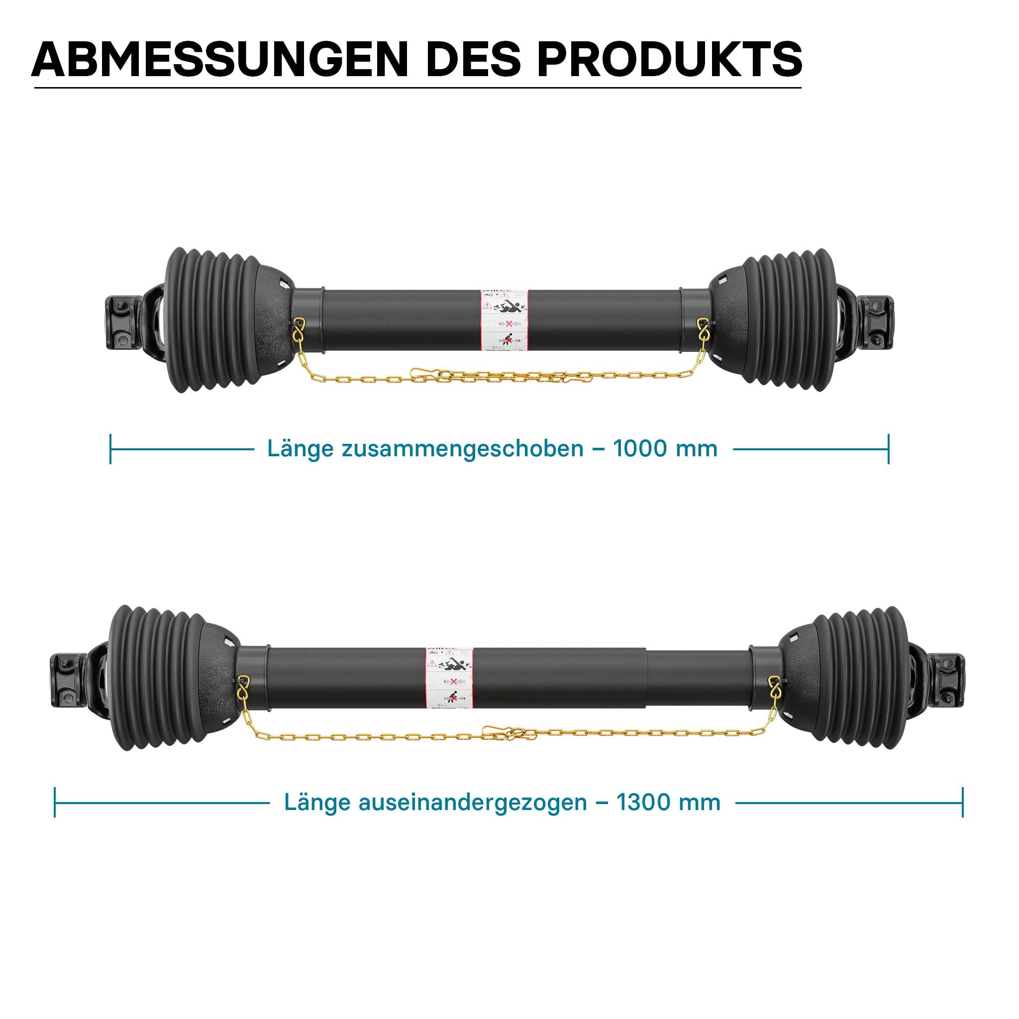 Albero cardanico T8 Giunto cardanico 1000-1100mm 1240Nm 540rpm Cardano 110kW 150CV 2x 1 3/8" 6 denti