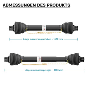 Albero cardanico T8 Giunto cardanico 1000-1100mm 1240Nm 540rpm Cardano 110kW 150CV 2x 1 3/8" 6 denti