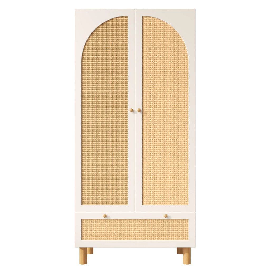 Armadio con 2 ante, ripiani regolabili e barra appendiabiti, per camera da letto e ingresso, bianco, 180,5 × 85,5 × 52 cm