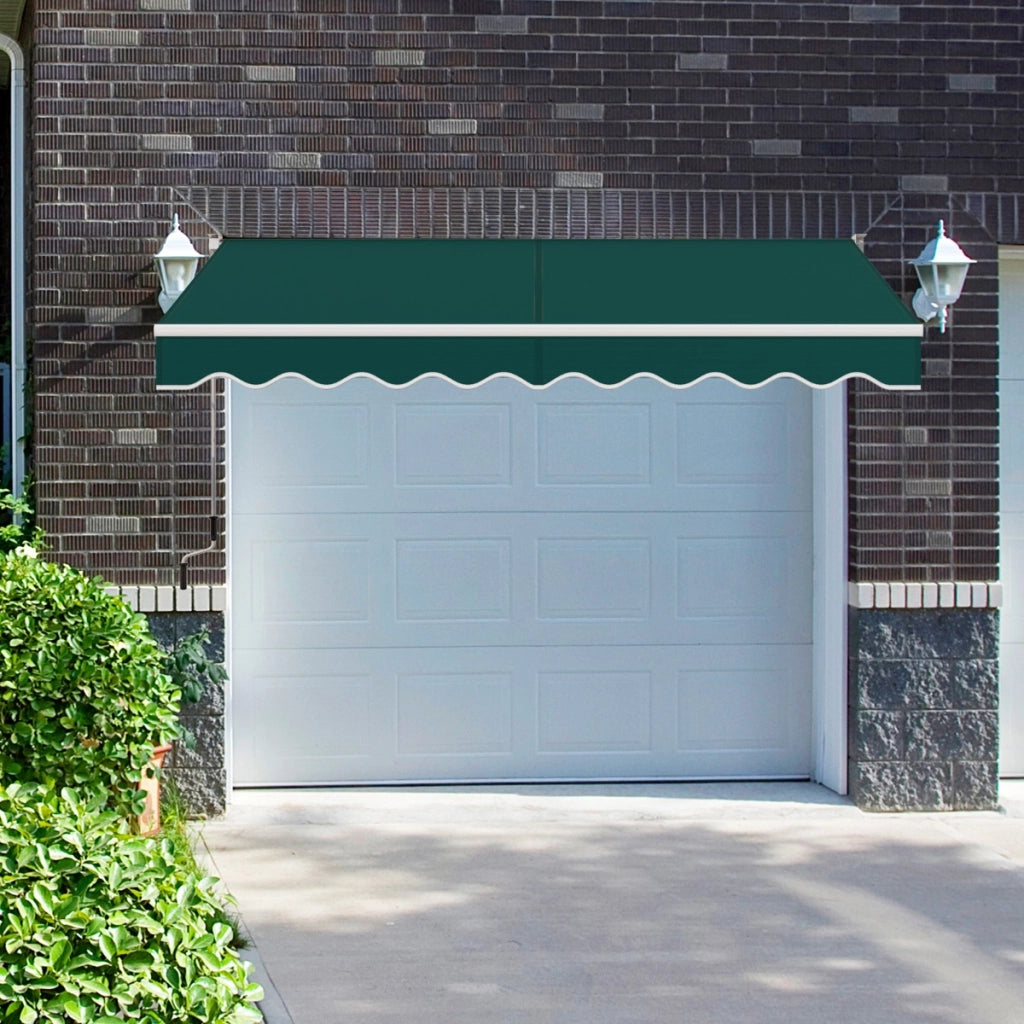 Tenda parasole in alluminio con manovella e poliestere impermeabile, Tenda da sole retrattile 295x250cm Verde-Tende parasole