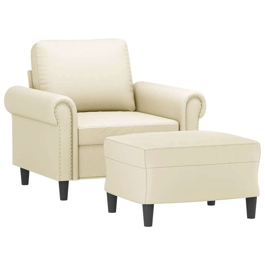 Poltrona | Sedia Relax con Poggiapiedi Crema 60 cm in Similpelle