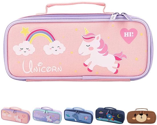 Etui per bambine, etui unicornio per l'asilo nido con grande capacità, etui unicornio, bello e carino, adatto per bambine come regalo di scuola (solo UN etui, senza penna)