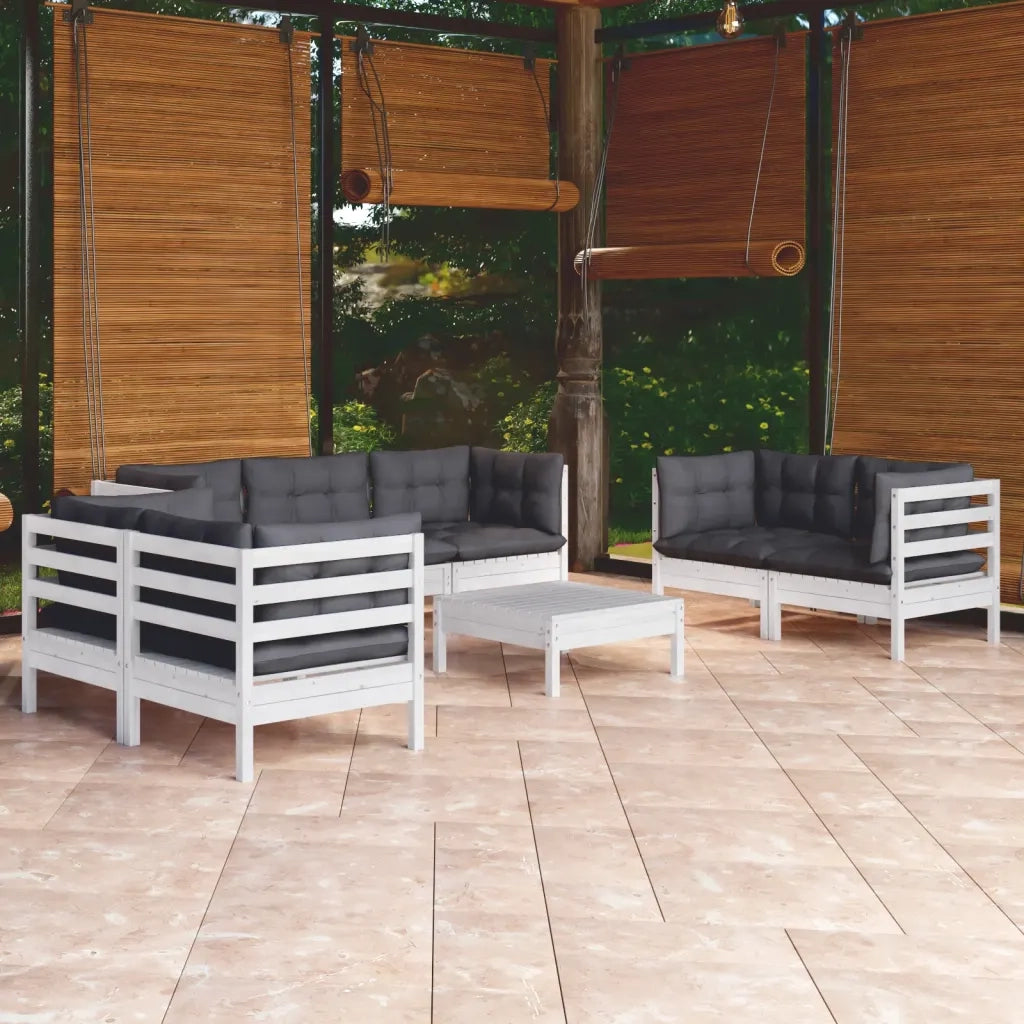 Set Salotto da Giardino con Cuscini 8 pz Legno Massello di Pino 3096263