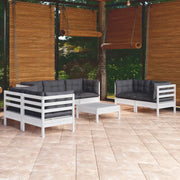 Set Salotto da Giardino con Cuscini 8 pz Legno Massello di Pino 3096263