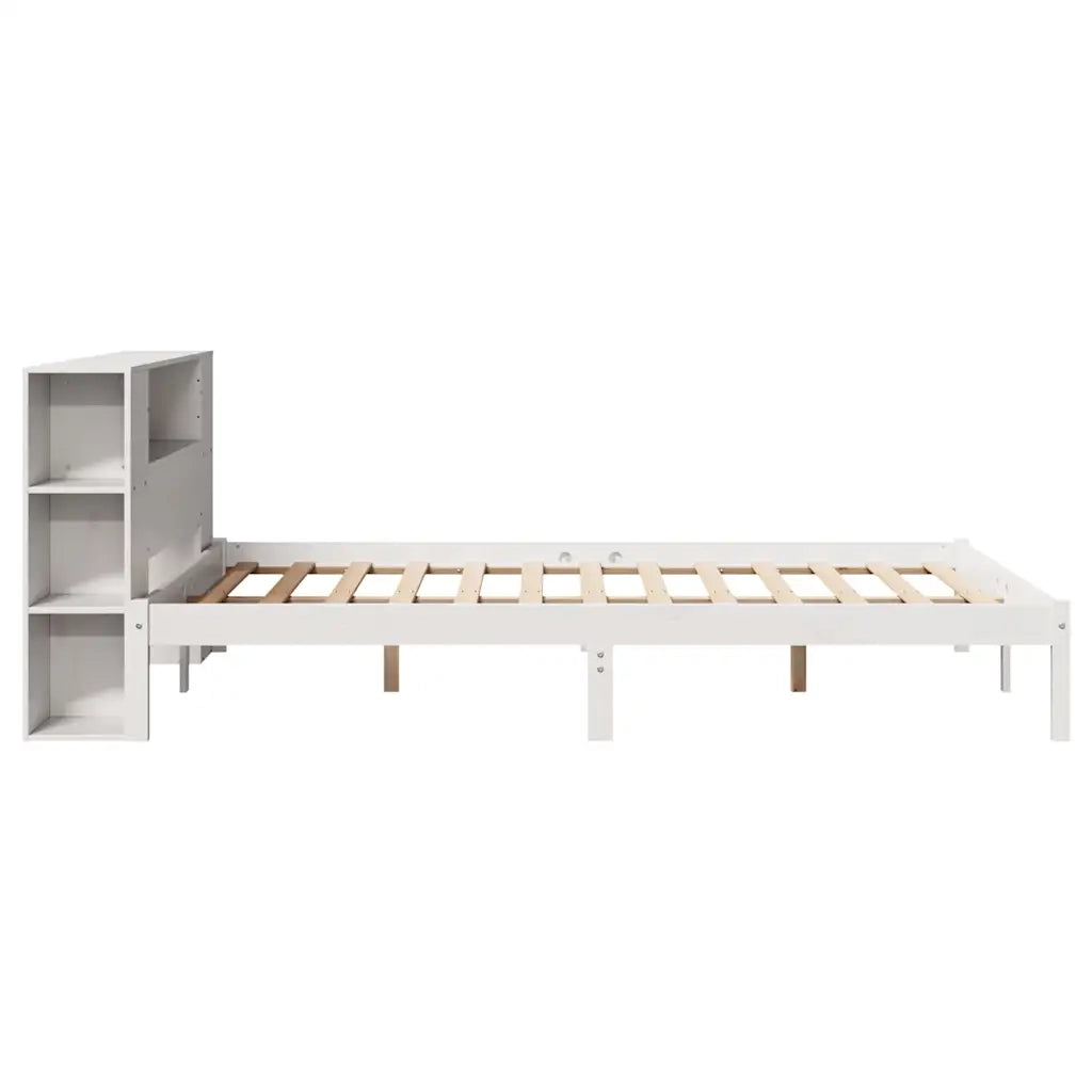 Letto Libreria senza Materasso Bianco 135x190 cm Legno di Pino 3321535