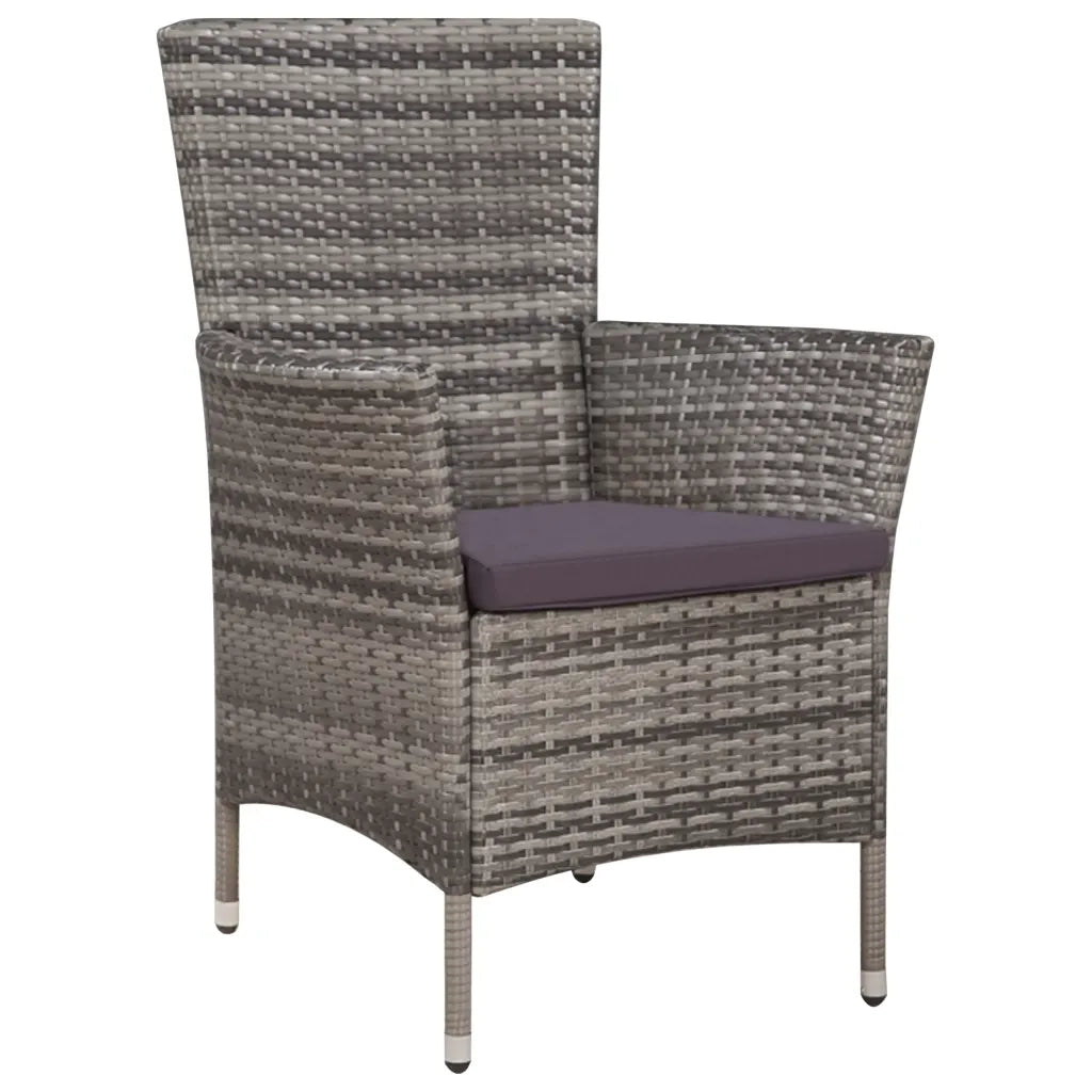 Set da Pranzo da Giardino 5 pz | Set Salotto da Giardino con Cuscini in Polyrattan Grigio
