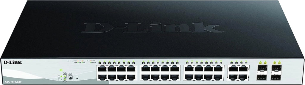 D-Link DGS-1210-28P/E Smart+ Switch Gestito, 28 Porte Gigabit, PoE - Solo cavo di alimentazione UE