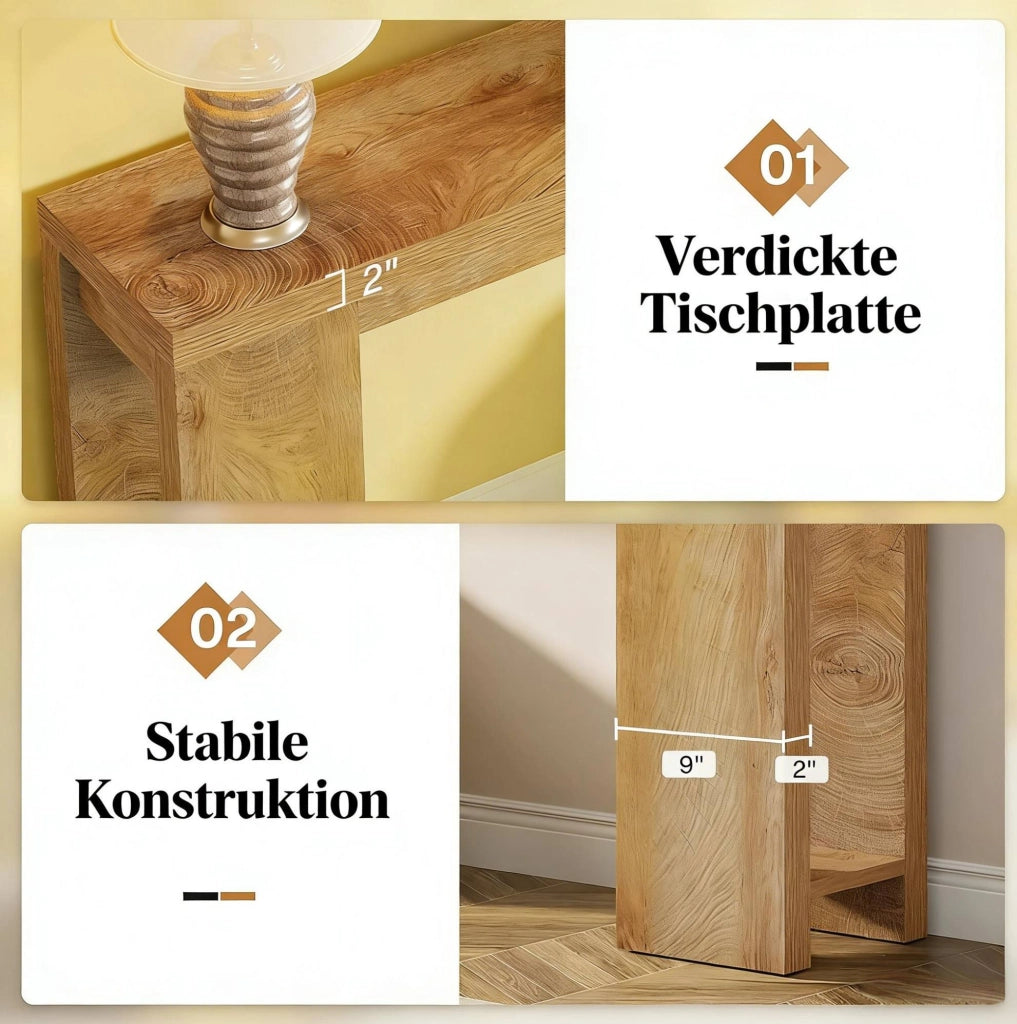 Tavolo consolle rustico extra lungo in legno marrone