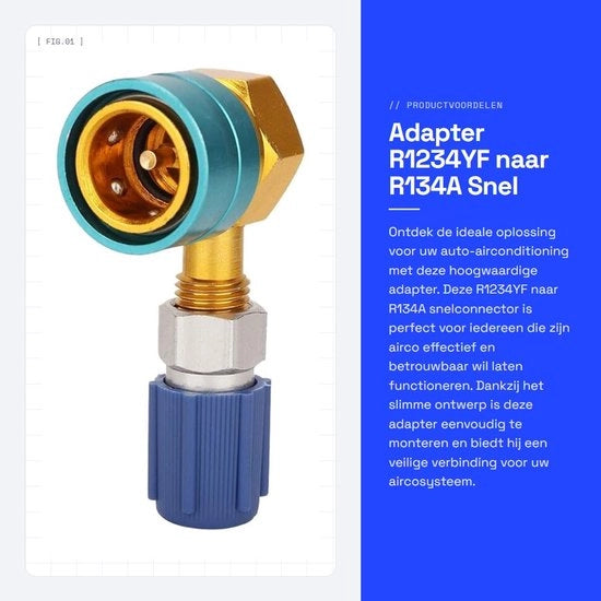 Adattatore per cambio gas refrigerante R1234YF in R134A - Rapido da installare - In alluminio - Condizionatore d'aria per auto - Alta qualità - Adatto per auto
