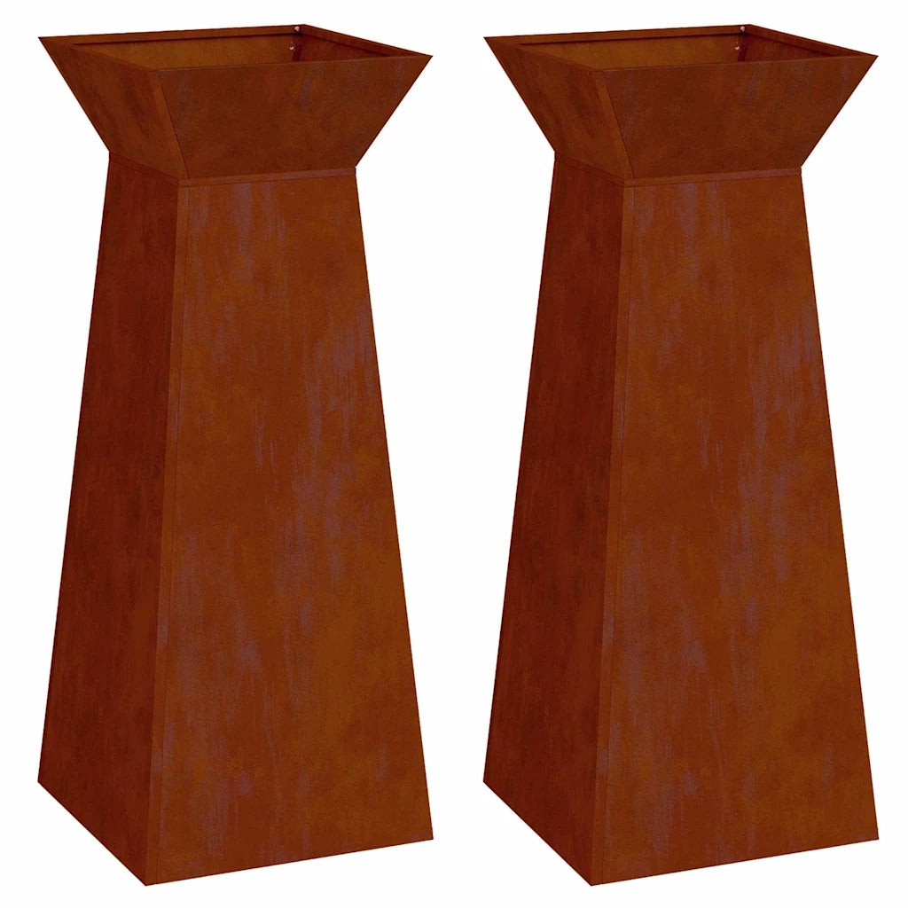 Vaso a Pilastro 2 pz-Set di 2 Fioriera da Esterno-Contenitore per Piante Argento 40 x 40 x 100 cm 211262