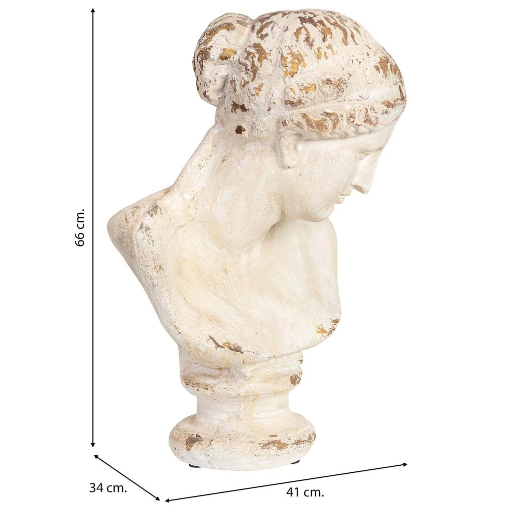 Figura decorativa, busto in magnesio bianco, cm 43x34x66h
