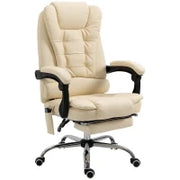 Poltrona Massaggiante Ergonomica ad Altezza Regolabile con 6 Punti Vibranti, 65x160x104 cm, Crema