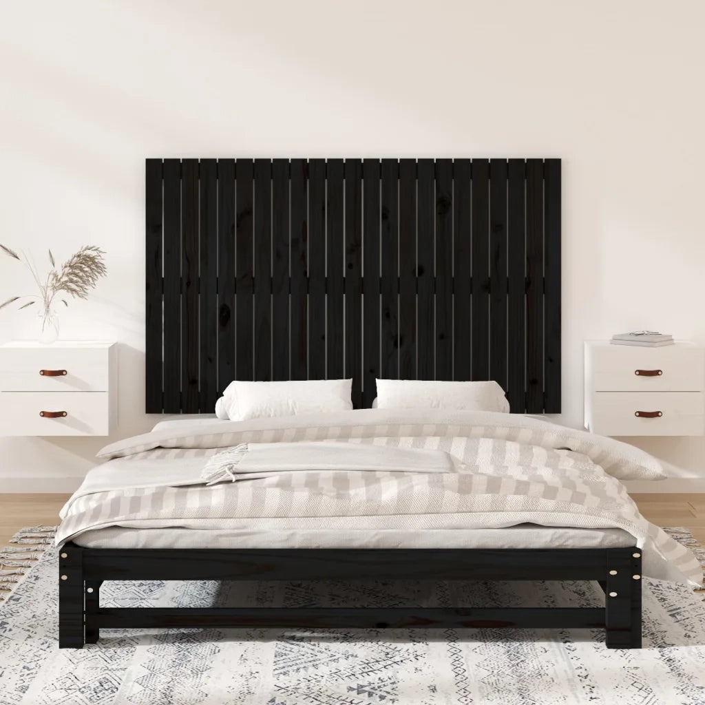 Testiera da Parete Nera 147x3x90 cm in Legno Massello di Pinocod mxl 103369
