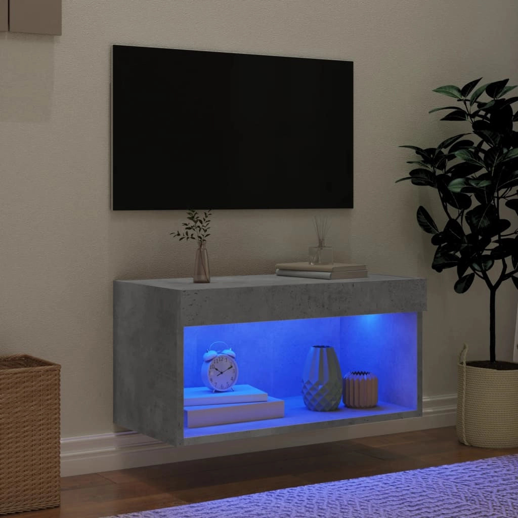 Mobile Porta TV con Luci LED Grigio Cemento 60x30x30 cmcod mxl 86146