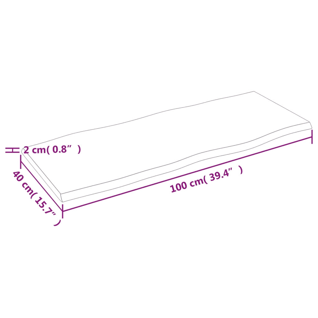 Piano per Tavolo 100x40x2 cm in Rovere Non Trattato Bordi Vivi 363881
