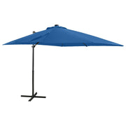 Ombrellone da giardino decentrato con palo e luci LED 250 cm azzurro 02_0008518