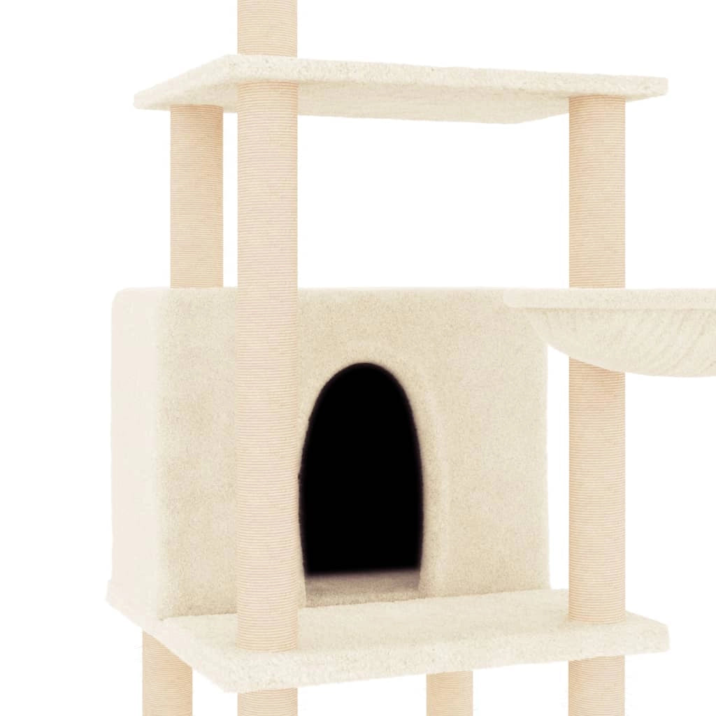 Tiragraffi per gatti torre per arrampicata giocattolo piattaforma per arrampicata con tiragraffi in sisal 132 cm crema 02_0022468