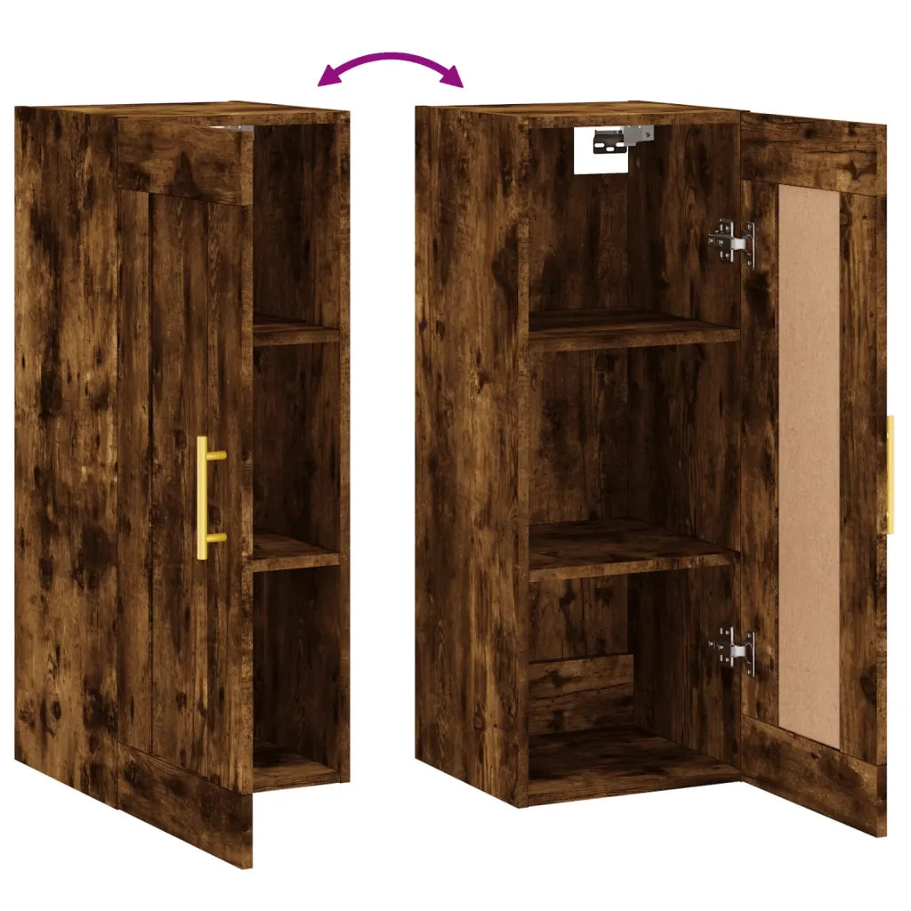 Mobile a Parete Rovere Fumo 34,5x34x90 cm in Legno Multistrato 830489