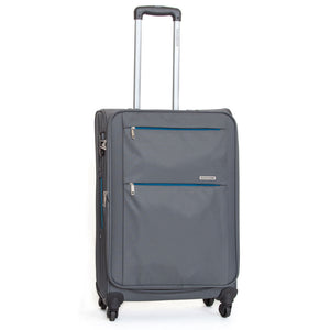 Trolley Valigia Media Morbida in Poliestere 4 Ruote TSA Ravizzoni Acqua Grigio