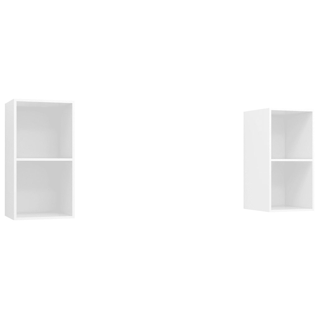 Mobili TV a Parete 2 pz Bianchi in Legno Multistrato 3079844