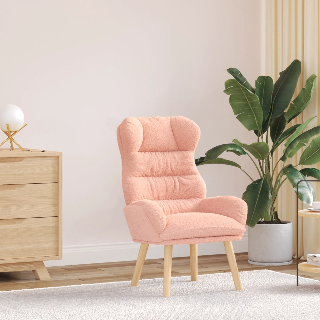 Poltrona Rilassante  in Tessuto Simil Manto Curly Rosa
