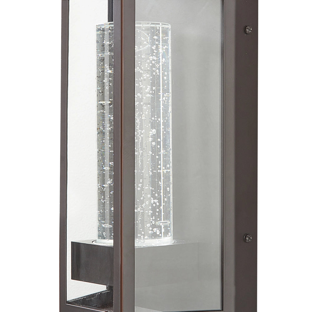 Lampada da parete esterna a LED in metallo marrone e vetro con sensore di movimento stile moderno