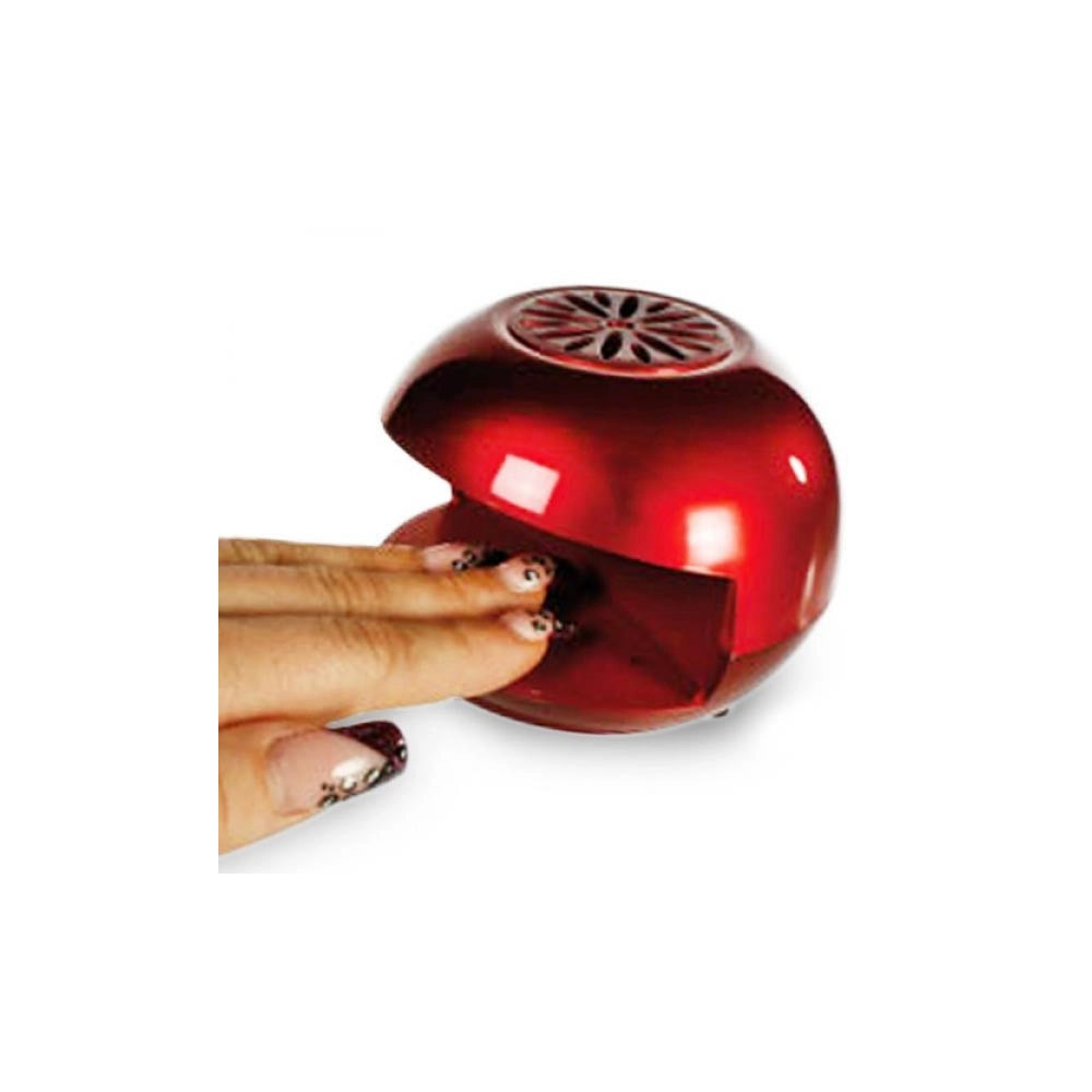 Trade Shop - Asciuga Unghie Smalto Da Viaggio Portatile Con Ventolina Colore Rosso 10 X 7 Cm -