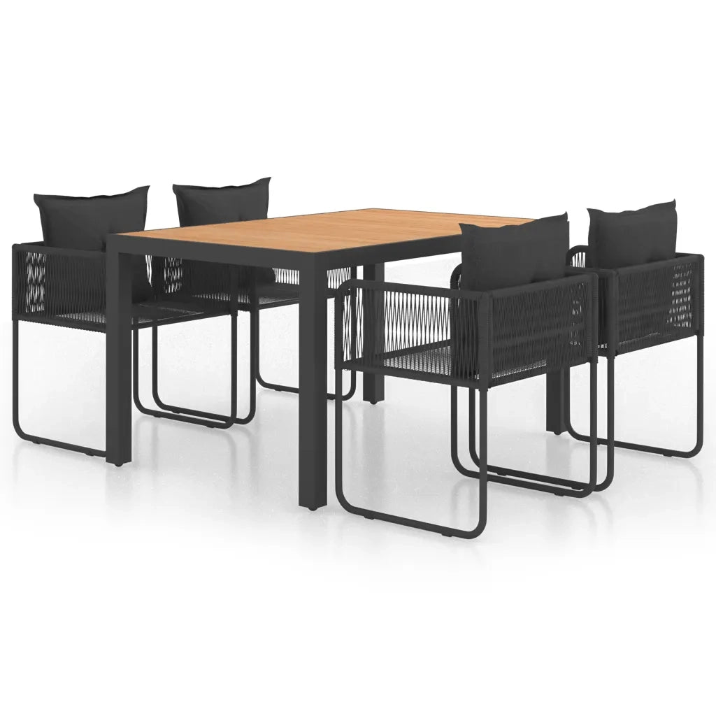 Set da Pranzo da Giardino 5 pz in Rattan PVC Nero e Marrone 3060108