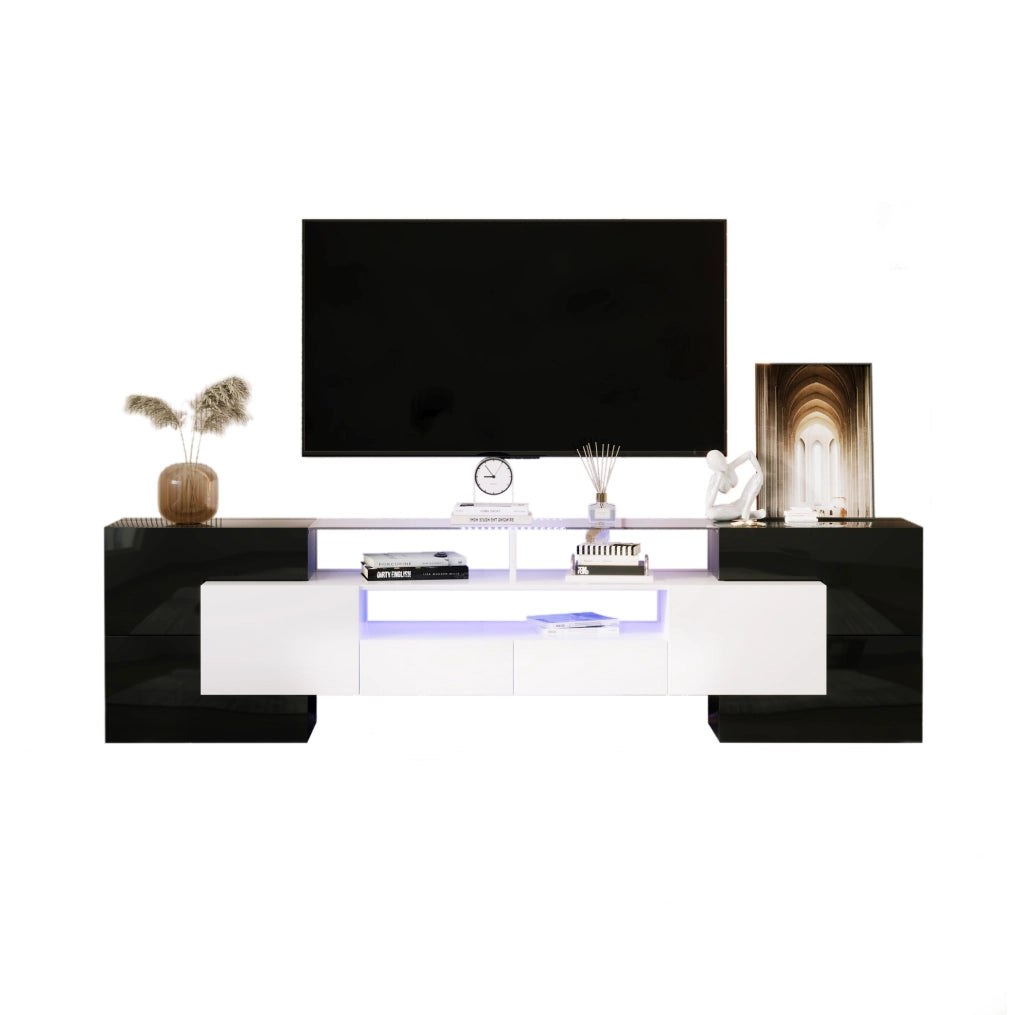 mobile TV 200 x 35 x 60 cm nero e bianco - LED multicolore, contenitore
