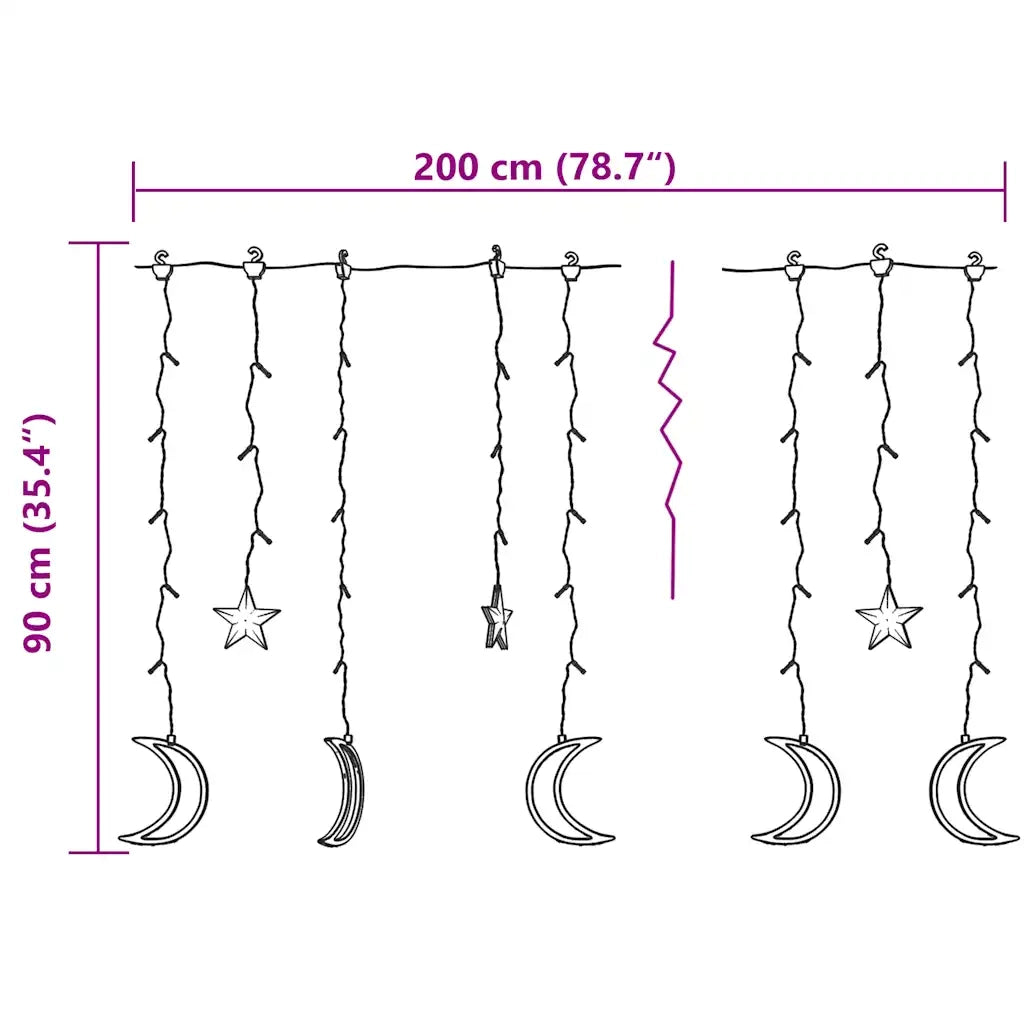 Luci Fatate Stella e Luna con Telecomando 138 LED Blu CFW7177674