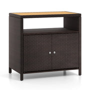 Mobile contenitore da esterno 90 x 53 x 86 cm con vano a giorno e robusta struttura in rattan PE e legno di acacia naturale 20_0021019