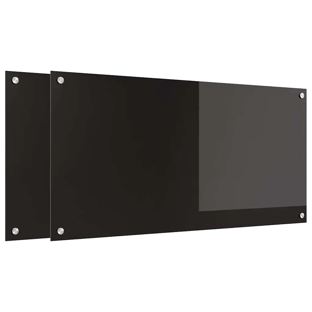 Schienale da cucina 2 pcs Nero 100 x 50 cm vetro temperato 3415552